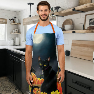 Tablier Chat d'Halloween noir