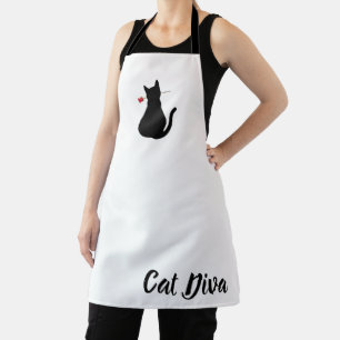 Tablier Chat Diva Noir Silhouette Rouge Rose Animaux Amusa