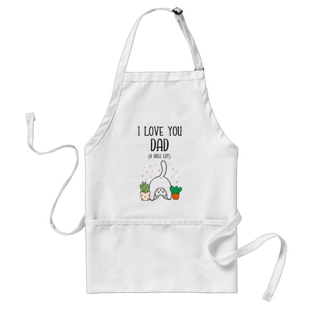 Tablier Chat Drôle Je T'Aime Papa Un Trou Beaucoup (Devant)