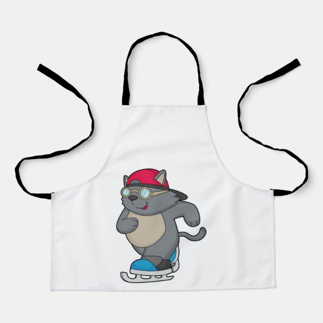 Tablier Chat en patinage sur glace avec patins sur glace (Recto)