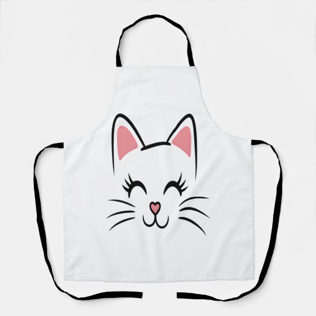 Tablier Chat Face Whiskers Imprimer L'Amour Halloween (Recto)