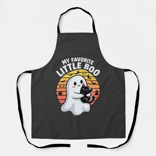 Tablier Chat fantôme d'Halloween Little Boo (Recto)