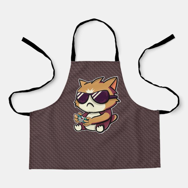 Tablier Chat Gamer - Design pour Geeks (Recto)