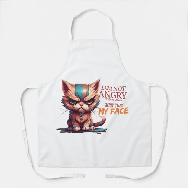 Tablier Chat Grumpy Drôle "Je Ne Suis Pas En Colère, C'est (Recto)