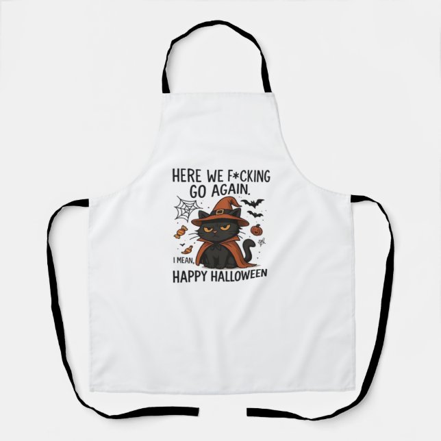 Tablier Chat Grumpy Halloween T-shirt classique (Recto)