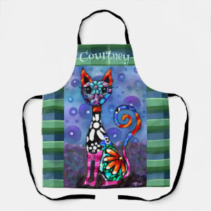 Tablier Chat Kitty Funky aux Grands Yeux Fantaisiste Perso