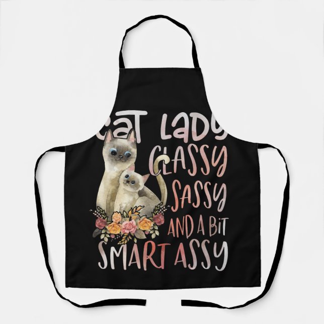 Tablier Chat Lady Classy Sassy Et Un Peu Smart Assy Floral (Recto)