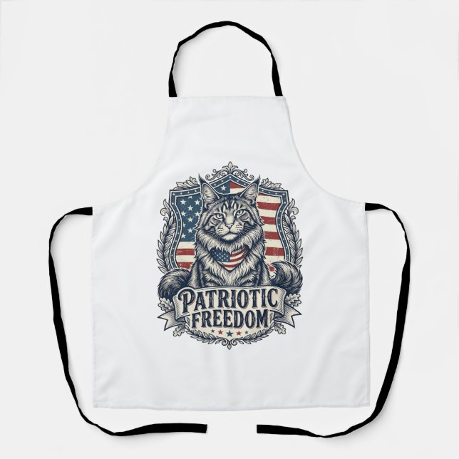 Tablier Chat Maine Coon Patriotique (Recto)