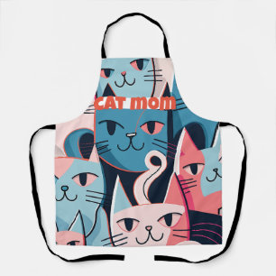 Tablier "Chat Maman" Vector Abstrait Chats Bleu rose