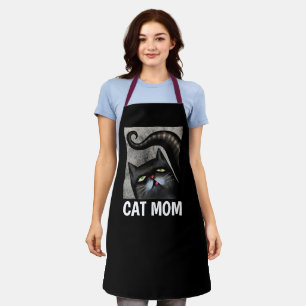 TABLIER CHAT MOM NOIR CHAT ART CUISINE APRONS