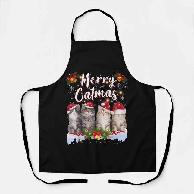 Tablier Chat Noël Santa Hat Funny Joyeux Noël (Recto)
