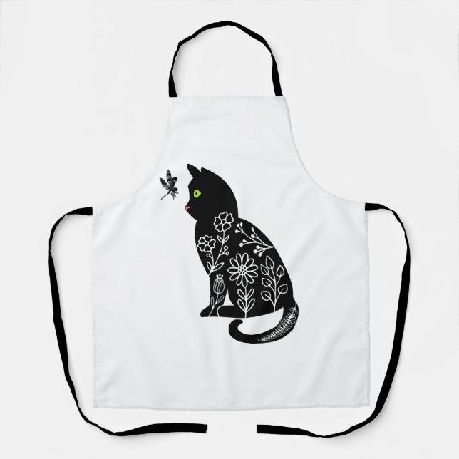 Tablier Chat noir aux yeux verts (Recto)