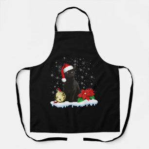 Tablier Chat Noir Avec Un Chapeau De Noël Costume Chat De
