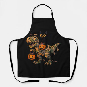 Tablier Chat noir chevauchant un T-Rex momie – Dino Hallow