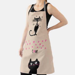 TABLIER CHAT NOIR CUTE CUTE CUTE CUISINE LOVE APRON