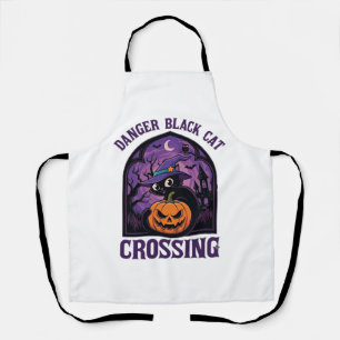 Tablier Chat Noir Dangereux Traverse Halloween Citrouille