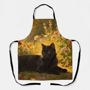 Tablier Chat noir dans les fleurs I