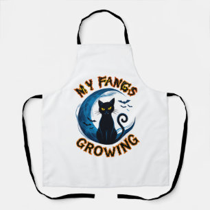 Tablier Chat noir de la lune bleue d'Halloween aux crocs g