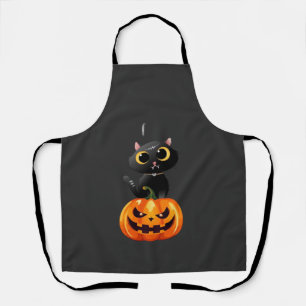 Tablier Chat noir Design Halloween � Art de citrouille eff