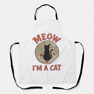 Tablier Chat Noir Drôle Lune Vintage Dessin Halloween_1
