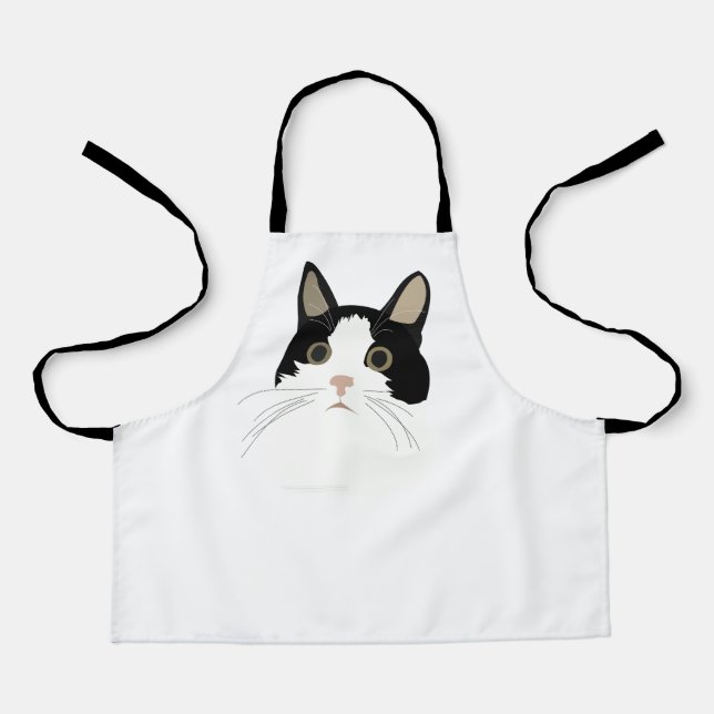 Tablier Chat noir et blanc Animaux mignons Enfants (Recto)
