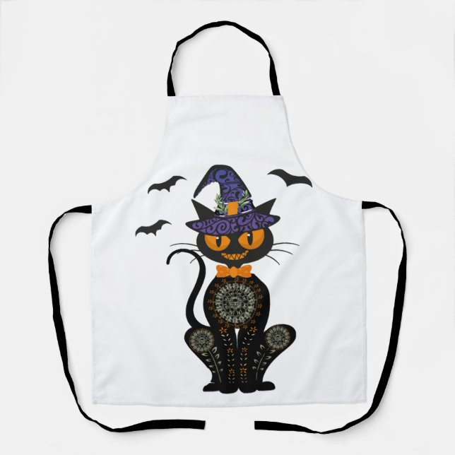 Tablier Chat Noir Halloween (Recto)