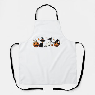 Tablier Chat noir Halloween Citrouille Boo Ghost sorcier É