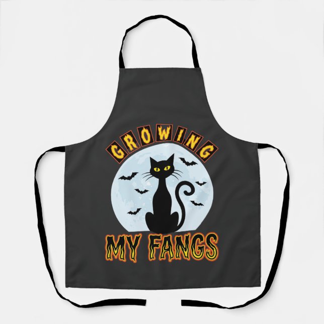 Tablier Chat noir Halloween faisant pousser mes crocs Desi (Recto)