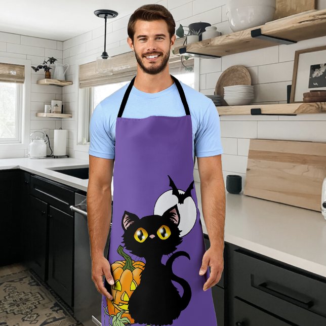 Tablier Chat noir mignon violet effrayant Halloween Citrou (Créateur téléchargé)