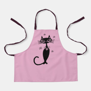TABLIER CHAT NOIR RETRO FILLES PINK APRON