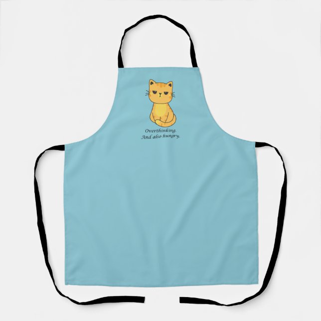 Tablier Chat Orange Trop Pensant Et Faim (Recto)