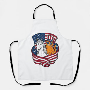 Tablier Chat patriotique et licorne vintage vector design_