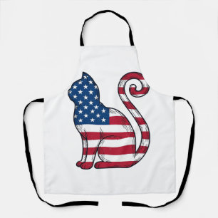 Tablier Chat patriotique gravure vintage vecteur design_1