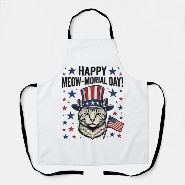 Tablier Chat patriotique Meow-morial Day Conception vector (Recto)