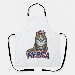 Tablier Chat Patriotique Merica Vintage Gravure de Chemise