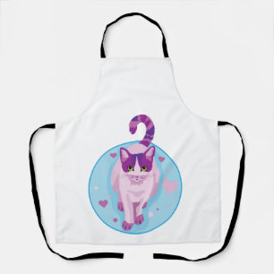 TABLIER CHAT ROSE ET PURPLE DANS UN CERCLE CIEL AVEC L'ORE