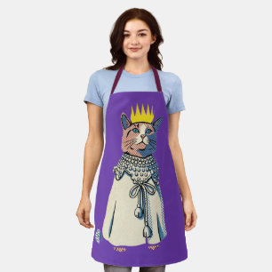 Tablier Chat royal avec couronne et robe Graphisme Pop Art