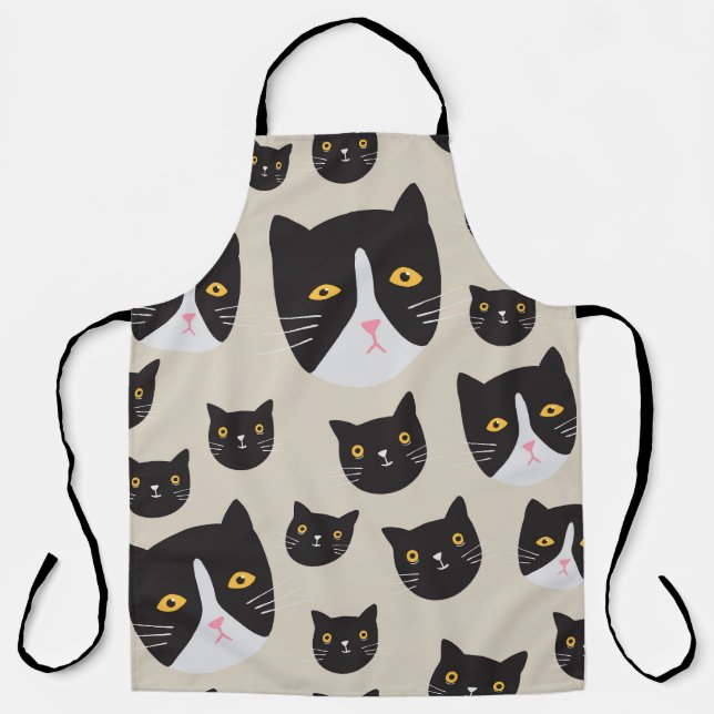 Tablier Chat sans couture, Illustration Motif Whimsical. (Recto)