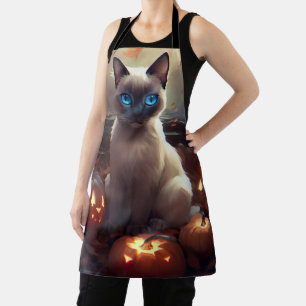 Tablier Chat Siamais Halloween Avec Peur Citrouille