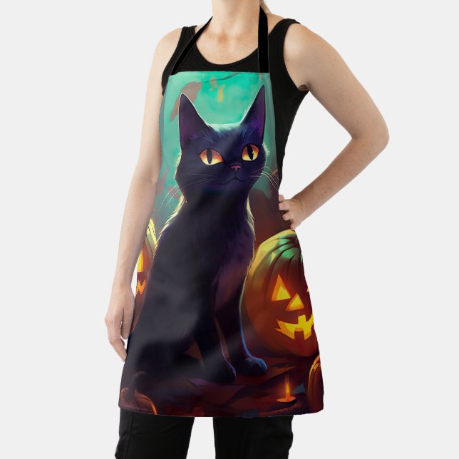 Tablier Chat Smoking Tuxedo d'Halloween avec des Citrouill (Insitu)