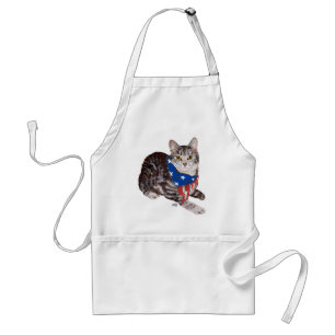 Tablier Chat tabby American Shorthair patriotique