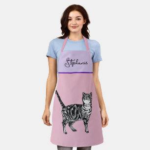 Tablier Chat Tabby Pastel Chats Filles Lavander Rose Clair