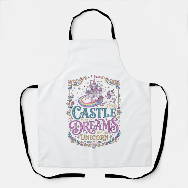 Tablier Château de licorne Rêves Licorne Fond blanc Pri (Recto)