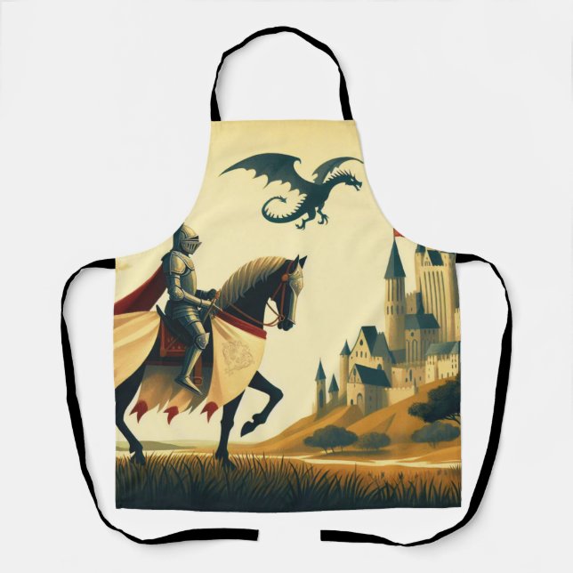 Tablier Château de wyvern de chevalier médiéval fantasy (Recto)