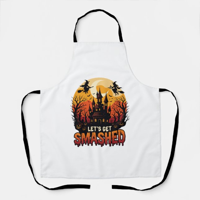 Tablier Château Hanté Halloween Sorcières Fous Faisons (Recto)