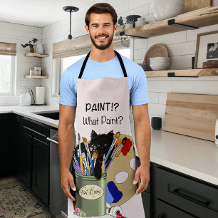 Tablier Chaton noir Pinceau Pot de peinture Artiste Chat R