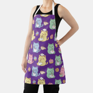 Tablier Chatons Kawaii Pâtisserie Motif Sans Couture Cuisi