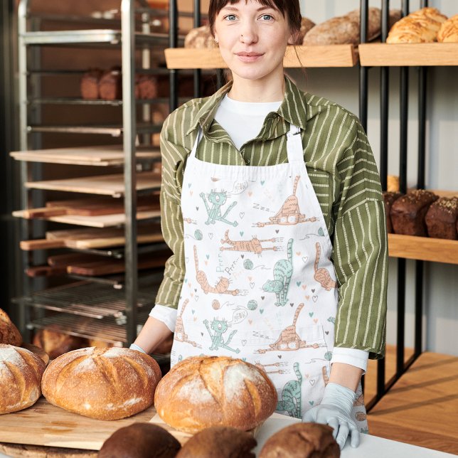Tablier Chats amusants dans un style mignon (Funny Cats in a Cute Style Apron)