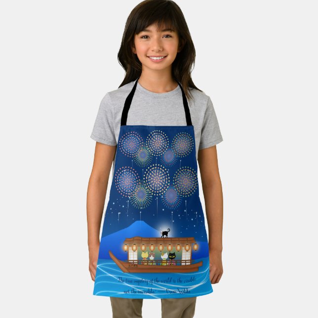Tablier Chats délicieux dans les feux d'artifice à bord d' (Insitu)