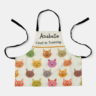 Tablier Chats kawaii colorés heureux chef en formation 
